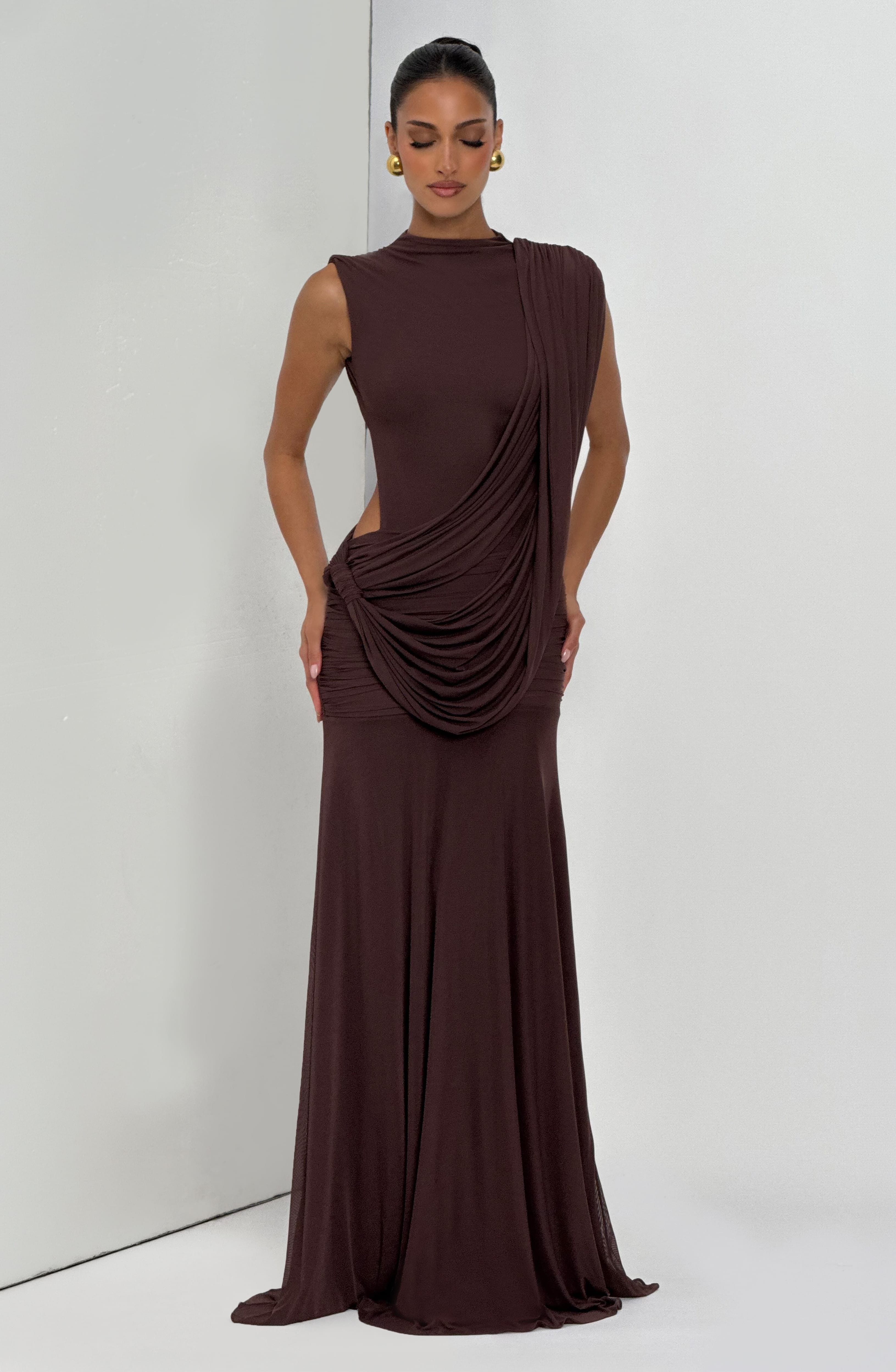 Mireya Maxi Dress - Plum Brown