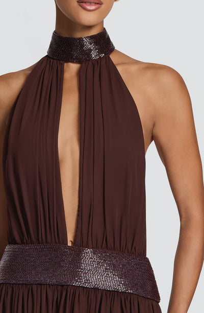 Rosalina Maxi Dress - Plum Brown