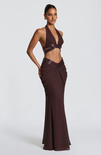 Sophie Maxi Skirt - Plum Brown