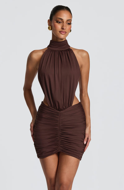 Thekla Mini Dress - Plum Brown