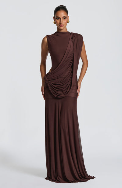 Mireya Maxi Dress - Plum Brown