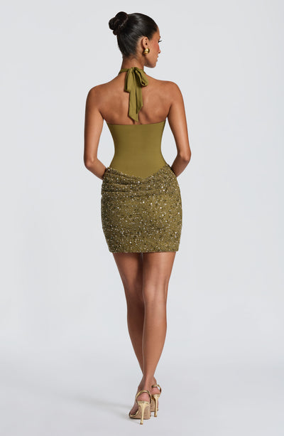 Solea Mini Dress - Deep Olive