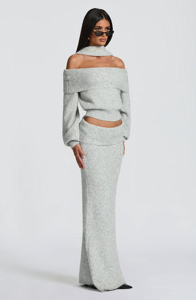 Andie Maxi Skirt - Light Grey Marl