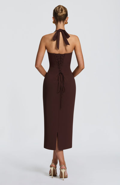 Cassia Midi Dress - Plum Brown