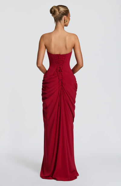 Cyra Maxi Dress - Deep Red