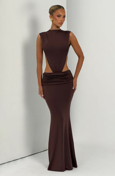 Fenella Maxi Dress - Plum Brown