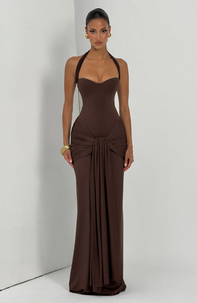 Gia Maxi Dress - Plum Brown