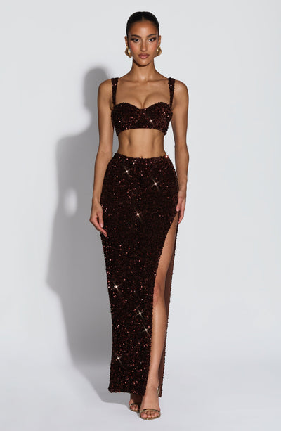 Inaya Maxi Skirt - Plum Brown