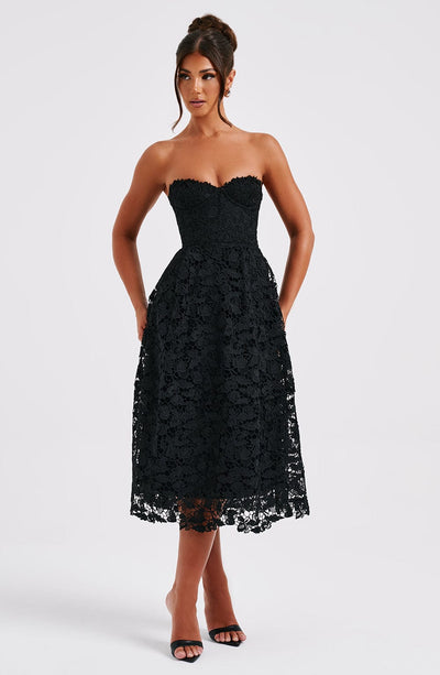 Ishani Midi Dress - Black