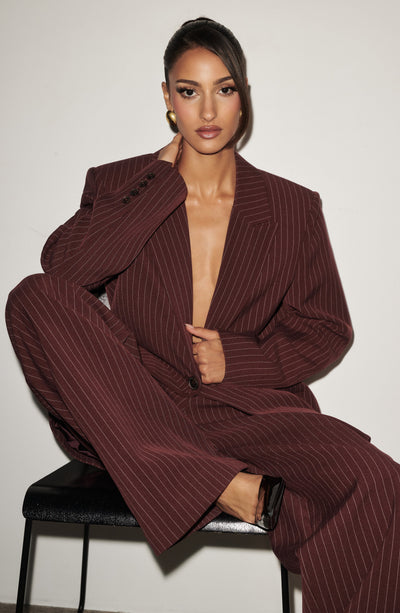 Kirsty Pants - Burgundy Pinstripe