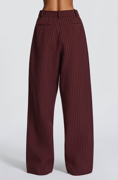 Kirsty Pants - Burgundy Pinstripe