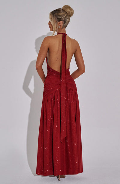 Melania Maxi Dress - Red Sparkle