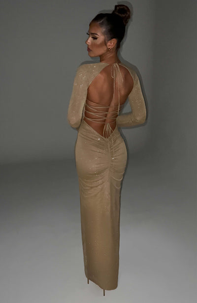 Nadia Maxi Dress - Gold Sparkle