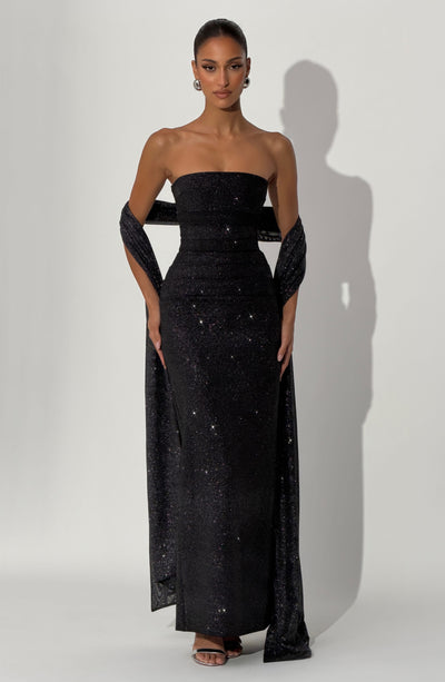 Pandra Maxi Dress - Black Sparkle